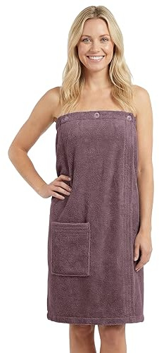 LAYNENBURG Premium bastukilt för kvinnor med knappstängning – 10 % bomull – Öko-Tex 100 – bastuhandduk för kvinnor – frotté bastuhandduk, kilt med elastiskt band för wellness, spa och bastu (S-L