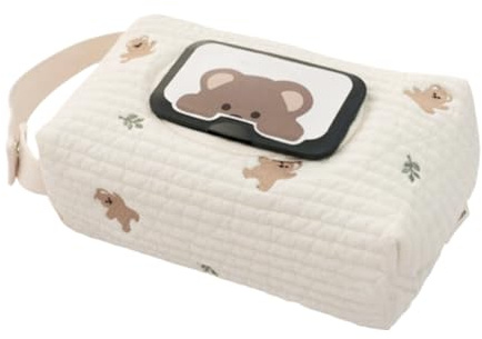 Distributeur de lingettes – Chiffon en coton, distributeur de lingettes de 20 cm, pochette portable | Distributeur de lingettes humides, support de mouchoirs rechargeable pour sac à langer, poussette