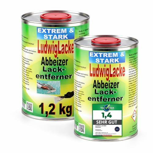 Der Originale LudwigLacke Abbeizer Lackentferner 2x1,2 kg, für Holz und Metall – (Kraftvoller Farbentferner) für (professionelle Ergebnisse) für Metal und Holz