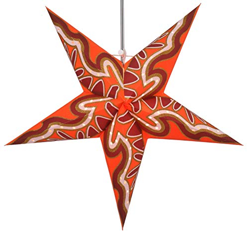 GURU SHOP Faltbarer Advents Leucht Papierstern, Weihnachtsstern 60 cm - Goldfinger, Papiersterne 60 cm