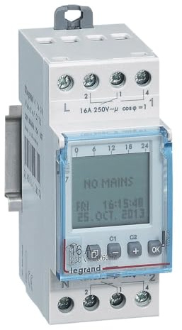 LEGRAND, AlphaRex³ DY22 Jahres- + Wochenzeitschaltuhr mit Astrofunktion, 230 VAC, 2 Kanal, 2 Teilungseinheiten, Montage auf der Hutschiene, 2 Teilungseinheiten (35 mm), PIN-Code-Schutz, 412630