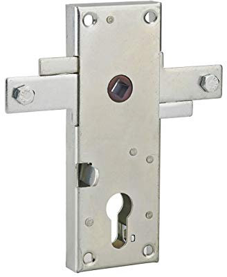 THIRARD - Boitier de Serrure en Applique à Double Entrée à Fouillot pour Garage Basculante - 2 Points Latéraux - Coffre Acier Cambré - 55 x 155 mm - Carré 8 mm - Mécanisme Pêne Dormant - Gris