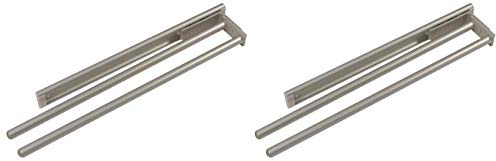 Pull Out Kitchen Bathroom Tea Towel Holder Rail 2 Arm Aluminium Finish x2