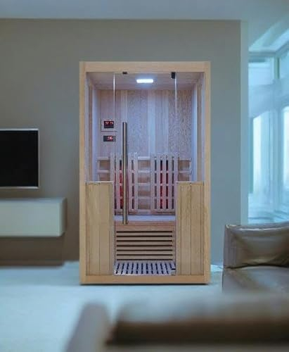 Infrarotkabine WELCON® Easytherm Duo - Massivholz Sauna aus Hemlock für zwei Personen - 120x124,5 cm