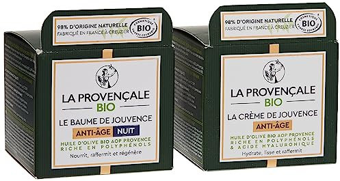 La Provençale Bio - Routine Visage Anti-Âge Crème Jour & Nuit Certifiée Bio - Huile d'Olive BIO AOP Provence - Pour Tous Types de Peaux
