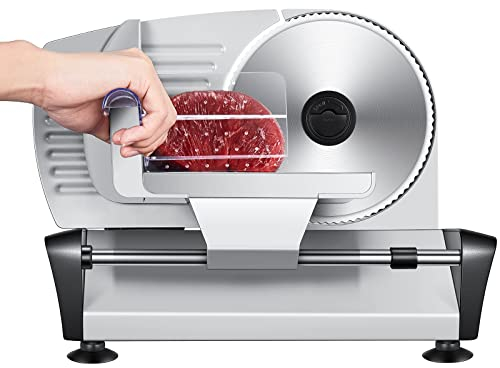 HOUSNAT Affettatrice Elettrica da Casa, 9 cm Affettatrice Professionale, 150W Affettatrice Elettrica,Spessore Max 15 mm Affettatrice Piccola, Argento, per Formaggio
