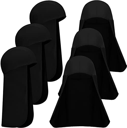Sintege 6 Pieces Hard Hat Sun Shade Cooling Skull Cap Sun Neck Protector Quick Dry Neck Shade for Women Men(Black)