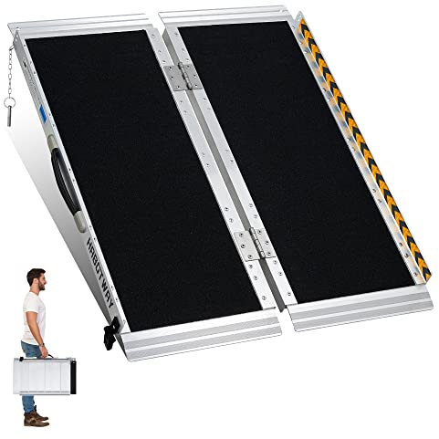 HABUTWAY 91 cm Rollstuhlrampen für Heimstufen, tragbare Rollstuhlrampe hält bis zu 362,9 kg, Schwellenrampe mit rutschfester resistenter Oberfläche, Rampen für Rollstühle für Zuhause, Treppen, Stufen,