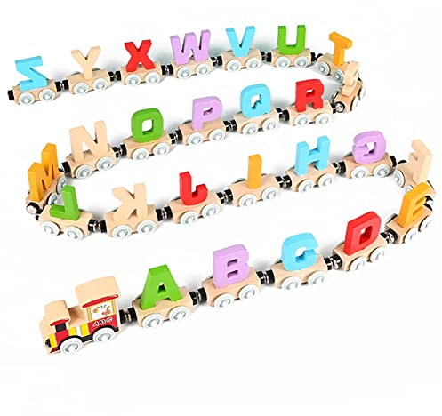 ISAKEN Giochi Montessori in Legno, Treno Legno Magnetico Treno dei Numeri Treno Lettere Legno Trenino di Numero Colorato Giochi Educativi Montessori Giocattoli Regalo di Compleanno per Bambino