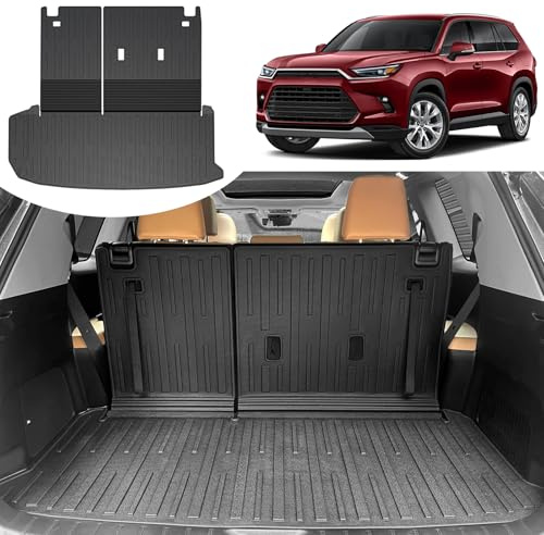 HOUCLEMIC Cargo Liner for 2026 2025 2024 Grand Highlander Accessories, Cargo Mat Seat Backrest 2 in 1 Mat All-Weather TPE Back Seat Protector Trunk Mat for Grand Highlander Accessories