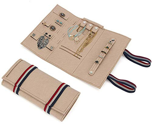GaRcan Reise-Schmuck-Organizer für Frauen, tragbare, Faltbare Schmuckrolle, Reisetasche, Schmuckschatulle mit hoher Kapazität für Halsketten, Ohrringe, Armbänder A