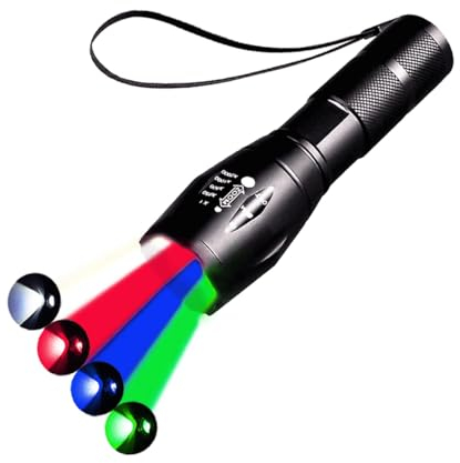 POCKETMAN Torcia elettrica a quattro colori con zoom ricaricabile, luce di riempimento impermeabile multi-colore adatto per escursioni, campeggio, guida notturna, fotografia luce di riempimento