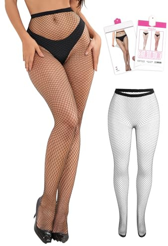 ohmydear 1/2 par nätstrumpbyxor dam svart stor storlek nätstrumpor sexig elastisk hög midja nät strumpor och strumpbyxor fishnet trosor, Svart-medium mesh, XS-M