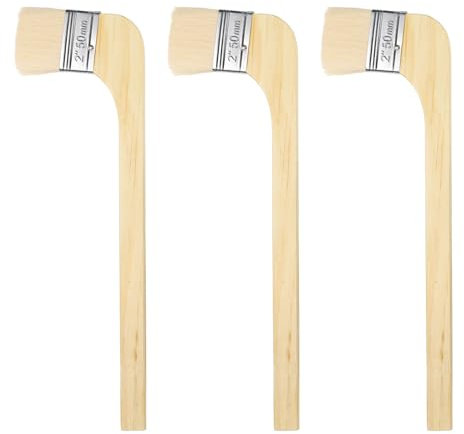 sourcing map Paint Brush 3Pcs 2 Brush Width Soft Wool Variety Angled Bend Brushes Radiator Paint Brush for Painting Furniture Walls Treatment, White