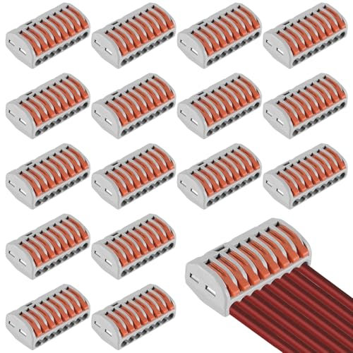 16pcs Kabelverbinder,Kabelverbinder,7 HäFen Klemmen,Verbindungsklemmen,DIY Kombinierbare Kompakt Lüsterklemme, Elektrische Anschlussblöcke,durchgangsverbinder