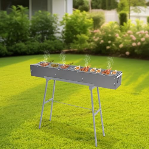 Bärbar kolgrill hopfällbar kolgrill, picknickgrill campinggrill med 2 justerbara luftklaff, för picknick, camping grillkvällar och festgrillkvällar, 100 x 18 x 80 cm