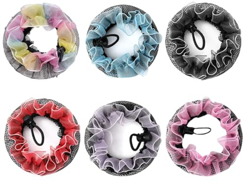 FUHAMJ Set De 6 Redecillas Elásticas Para El Cabello, Donut Moño, Redecillas Para Moño De Niña Para Bailarinas, Gimnasia, Fiesta De Cumpleaños.