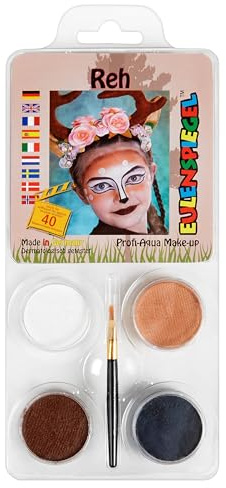 Eulenspiegel 205006 - Set de maquillaje ciervo, para aprox. 40 máscaras, colores de maquillaje, carnaval, fiesta temática