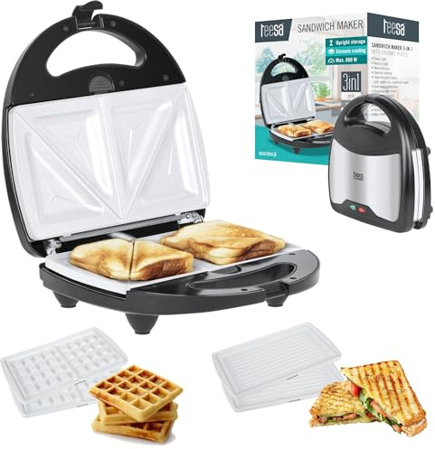 Teesa TSA3221 Sandwichmaker 3 in 1, silber/schwarz