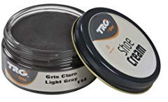 TRG the One - Crema Protectora para Calzado de Cuero a base de ceras | Betún para Zapatos de Piel y Piel Sintética | Nutre, da brillo y mantiene el color | Shoe Cream #114 Gris Claro, 50ml