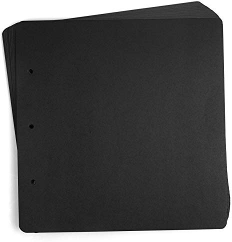 ADVcer 10 Sheets Double Sided 9.84 x 10.24 inch Refill Pages - Acid Free Thick Extra Additional Craft Paper Cardboard, ONLY 10x10 Three-Ring Loose-Leaf Binder Photo Album Scrapbook (Black)