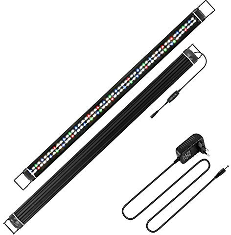 BELLALICHT LED Iluminación para Acuario Luz de Espectro Completo Roja Verde Azul Blanca con Temporizador y Regulador, 10 Niveles Brillo Regulables, Impermeable IP66 para Acuario de Peces y Plantas