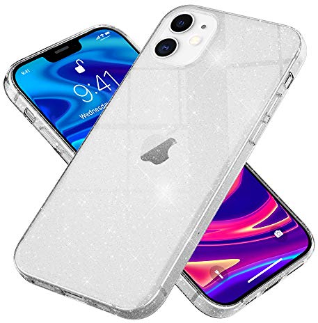 NALIA Hülle für iPhone 12 Mini - Funkelnde Glitzerhülle - Abriebfest & Griffig - DAZZLIN (Transparent & Angenehme Haptik) - Marke aus Berlin - Handyhülle Silikon Case, Farbe:Transparent