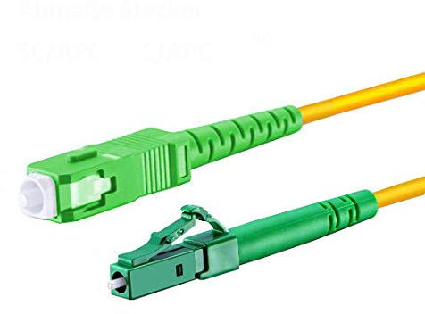 CONBIC® LWL Glasfaser-Kabel – OS2 gelb, SC/APC auf LC/APC 8° Stecker, Simplex 9/125 Patchkabel – Lichtwellenleiter G.657.A2 (15m)