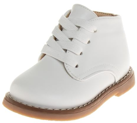Josmo Baby Boys Girls Unisex Walking Shoes First Step Walker - Lightweight Synthetic Dress Boots Non-Slip Bottom High top - White (Size 3.5 Infant)