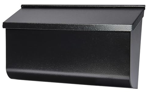 Architectural Mailboxes Woodlands™ Wall-Mounted Mailbox for Outside, Rust-Resistant Galvanized Steel Metal Medium Mail Box, Textured Black Modern Wall Mailbox
