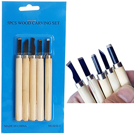 Woohome 5 Pz Kit di Strumenti per Intaglio del Legno, Scalpelli per Intaglio Professionali per Impugnature in Legno Duro Fai Da Te