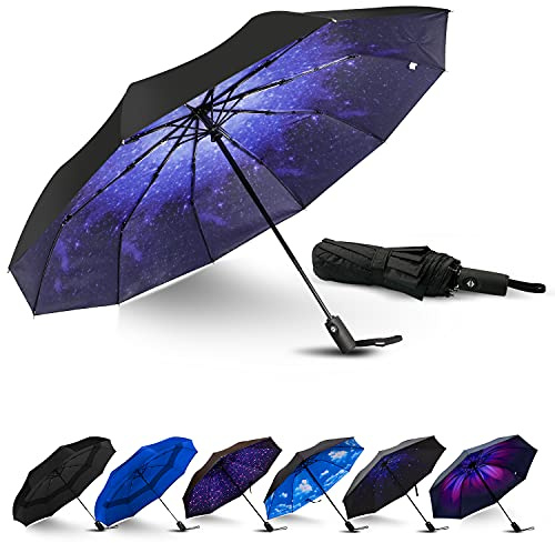 LLanxiry Compact Travel Umbrella, Windproof Automatic Umbrellas for Rain