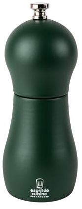 ESPRIT DE CUISINE - Moulin Audacieux - Moulin À Poivre Et À Sel - Broyeur En Céramique - Réglable - Design Exclusif - Made In France - Bois Naturel - 15cm - Vert Menthe