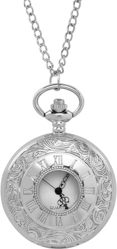 Vicloon Cadena Reloj de Bolsillo Vintage, Reloj de Bolsillo Vintage, con Cadena, Reloj de Bolsillo Antiguo, Reloj de Bolsillo Regalo, para Cumpleaños, Aniversario, Navidad, día del Padre（Plata）