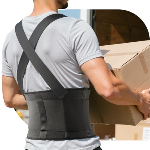 SOLOEVER Soporte de espalda ajustable para hombres y mujeres, cinturón de apoyo ajustable para ciática, hernia de disco, alivio del dolor, mudanzas, construcción, almacén, levantamiento de pesas