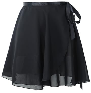 XPEX Ballettkleidung damen tanzrock Ballettrock ballet skirt Wickelrock Tanz Rock aus Chiffon Mit Taille Krawatte für Mädchen und Damen gymnastique kleider tanzrock damen(L)