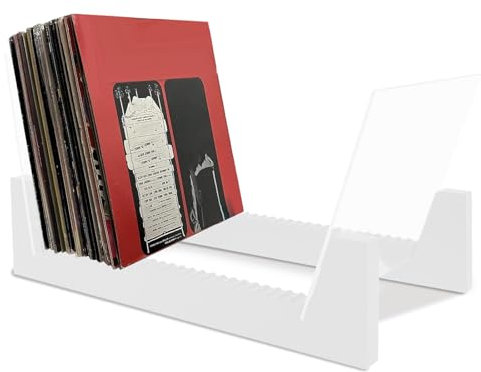 Support de rangement de disques vinyle amovible de capacité pour chambre à coucher, commode, bibliothèque, salon, bureau (blanc)