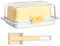 Mantequillera en ABS+AS - Con Cuchara - Butter Dish Ecológico, Resistente al Calor, Diseño Rectangular, Con Cierre de Clip (Blanco)