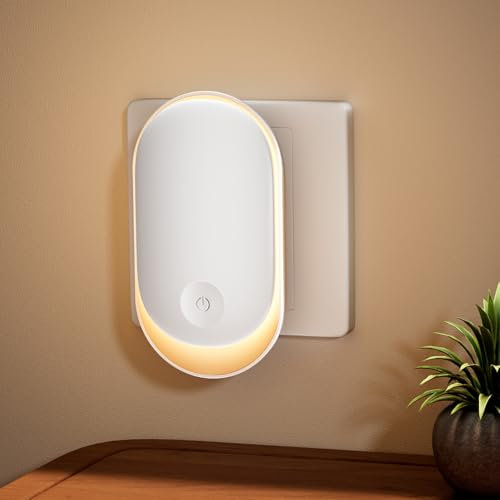 Alyvisun Luce Notturna Bambini, Luce Notturna da Presa con Sensore Crepuscolare e Luminosità Regolabile, ON/OFF/AUTO Modalità, Lampada Notturna per Cameretta, Bagno, Cucina, Scale