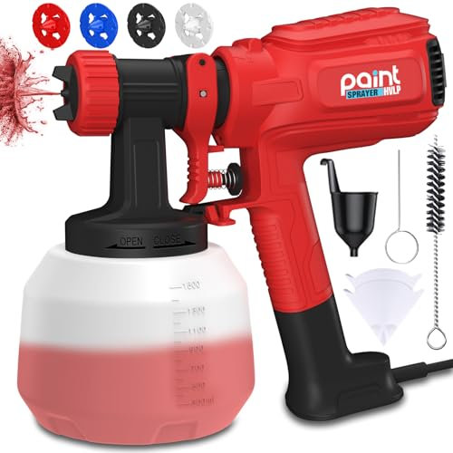 700W Pistola de Pintura con 4 boquillas y 3 Cartuchos, 1500 ml Pistola de Pintura Ajustable, pulverizador eléctrico para cercas, armarios, Muebles, Paredes, techos