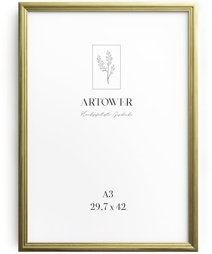 Artower® Bildram vintage guld träram för DIN A3 29,7 x 42 cm | affischram stort collage | Bildram vintage guld trä 30 x 42 cm | Retro smal bildram | affischram