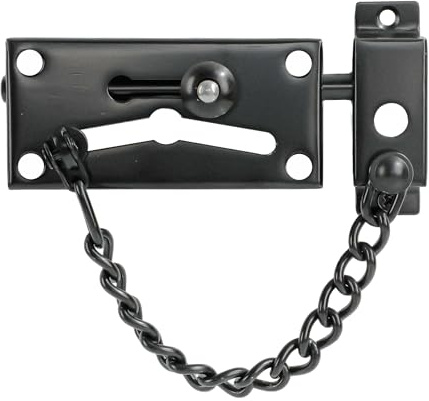 Mooche Chaîne de Porte de Sécurité, Chaîne de Porte, Chaîne de 19,3 cm, en Acier Inoxydable, Serrure à Chaîne de Porte avec Vis, Chaîne de Protection de Serrure de Porte, Noir
