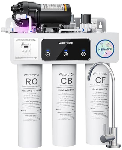 Waterdrop T3-C Tankless Reverse Osmosis System, Plug-in Required, 450 GPD | NSF/ANSI 372 Certified, 450 GPD Tankless Water Filter System, 2:1 Pure-to-Drain Ratio, 8-Stage RO Water Filter, BPA-Free