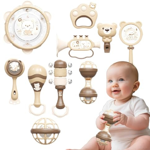 Kids Instruments, Early Learning Percussion Toys, 6-Piece Sturdy Music Toy Set for Boys Girls 18 Months+ Colorful Wooden Percussion Instruments Educational Musical Toys for Developmental Play