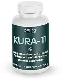 KURA-TI Condroprotettore per Articolazioni, con Collagene, Condroitinsolfato, Boswellia e Bromelina. In Capsule. (45 cps)