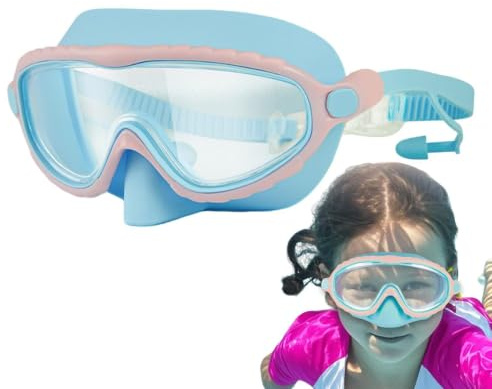 Simglasögon för barn med nässkydd Läcksäker anti-imma poolglasögon | Justerbara okrossbara linser för ungdomsgoggles För Åldrarna 4 Till 15 Barn Snorkling Sommarläger Sjö Flod Och Hav