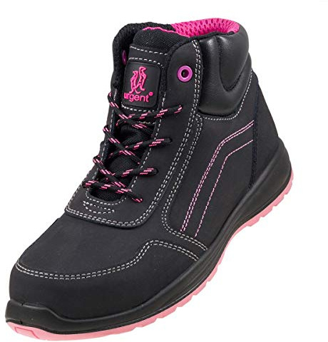 URGENT Lady 116 S1 EN ISO 20345 Chaussures de travail, sécurité, industrielle, dans leur emballage d'origine, noir/rose, 40 EU