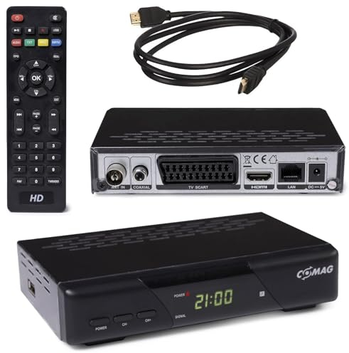 COMAG SL30T2 FullHD HEVC DVBT/T2 Receiver (H.265, HDTV, HDMI, SCART, Mediaplayer, PVR Ready, USB 2.0, Testurteil: Stiftung Warentest 02/2017: gut (Note 2,2)) inkl. HDMI-Kabel, schwarz