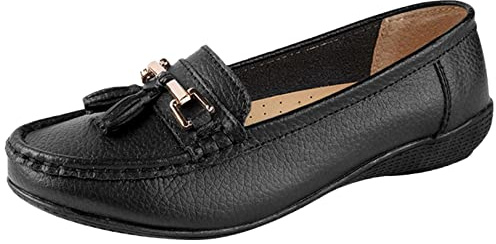 Ladies Jo & Joe LR Nautical Loafer Flatform Shoes Black UK 7