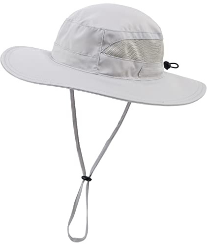 Connectyle Womens Sun Hat Outdoor Wide Brim Boonie Sun Hat Summer Beach Hats UV Protection Fishing Safari Cap Light Grey